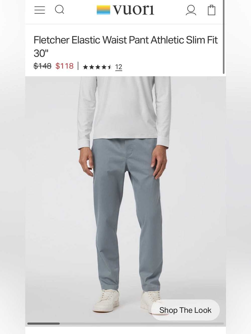 Vuori Fletcher Elastic Waist Slim Fit Pants - Dusty Blue